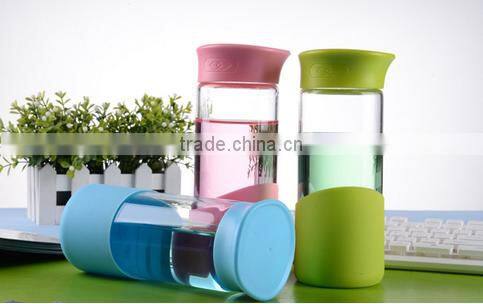 2016 Promotional fancy water glass bottle 10 gallon 500ml double wall glass water bottle