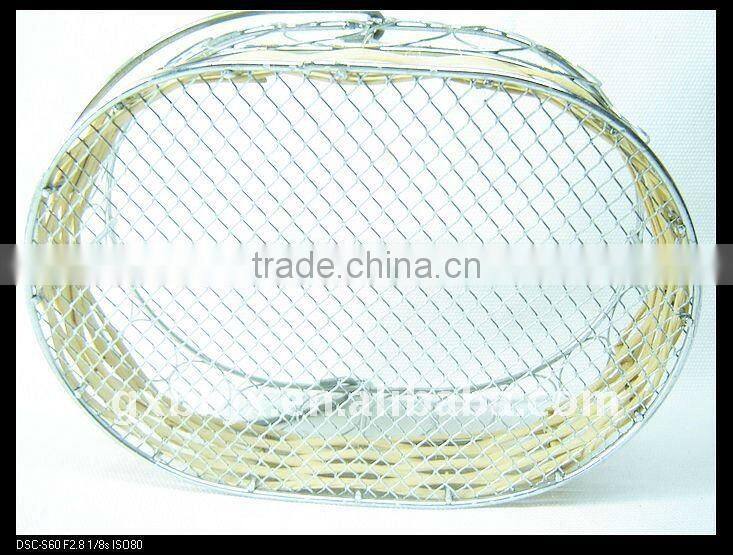 Oval rattan wire apple gift baskets with iron handle