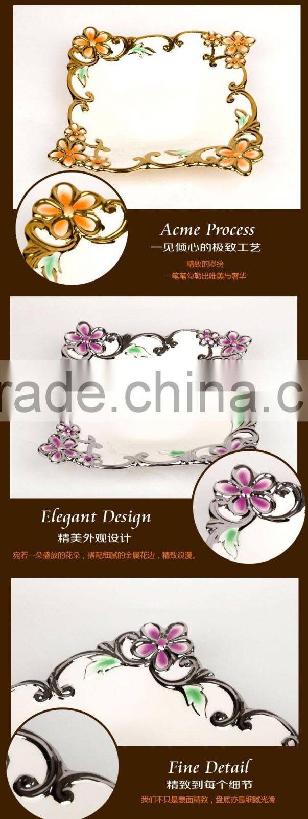 China Factory Wholesale bulk cheap golden ceramic electroplated dish