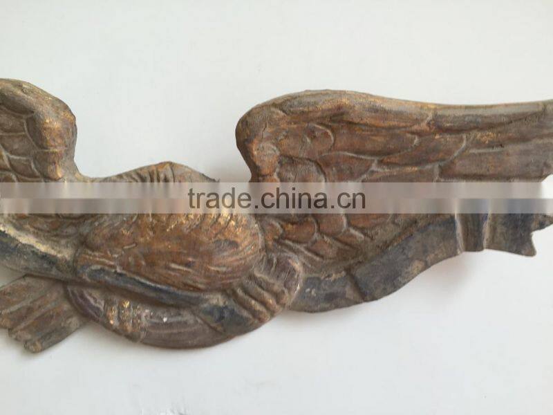 Antique wooden carving eagle wall relief decoration