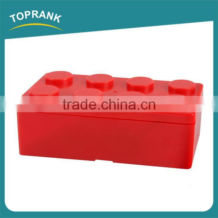 Multi-function desktop storage building blocks design plastic storage box with lid
