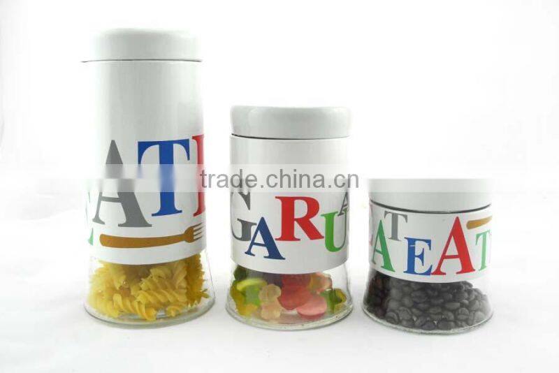 glass jars wholesale with stainless steel skin