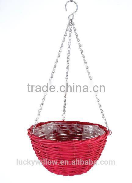 Natural garden wicker hanging flower baskets