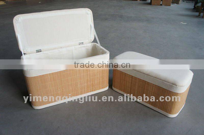 bamboo laundry basket with white lining