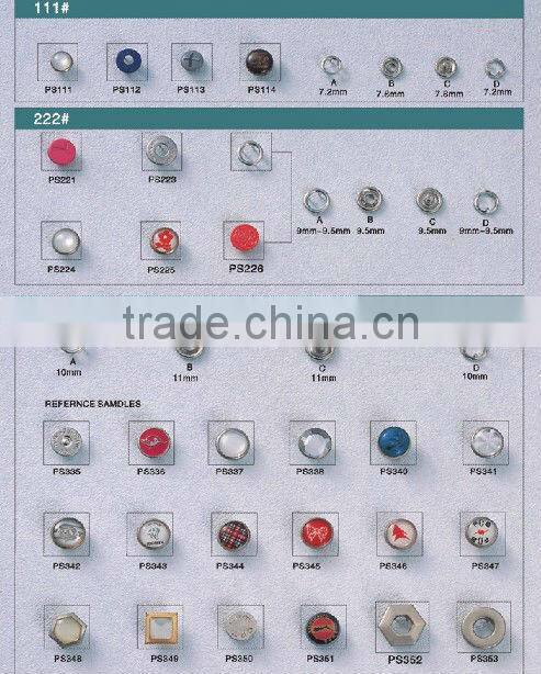 KMJ-2110 fashionable style metal prong snap buttons for clothes