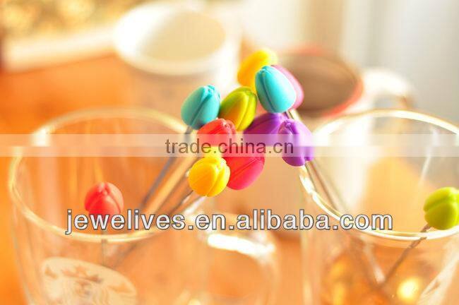 Soft silicone head design metal cocktail stirrer