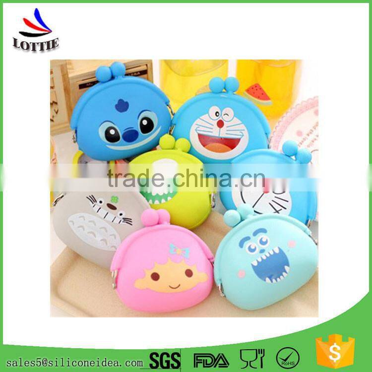 Promotional Cute animal shape silicone coin wallet silicone purse Fashionable Custom Silicone Coin Bag