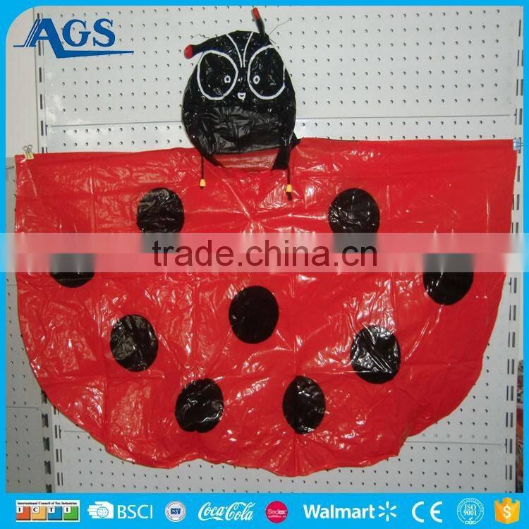 Cute Red beetles pattern kids plastic raincoat