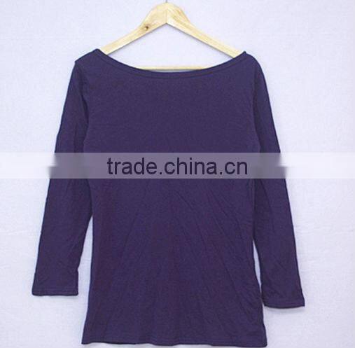 2012new fashion 100%cotton o-neck long sleeve women t shirt