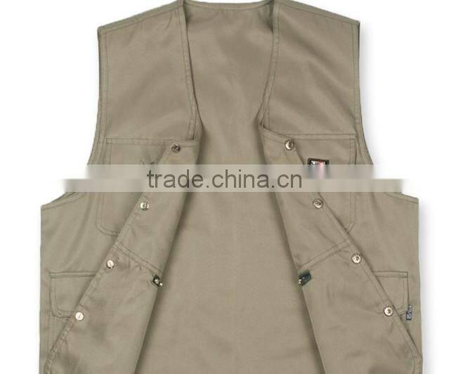 Men's reversible clothing casual outdoor fishing vest multi-pocket Men V-neck cotton vest brand