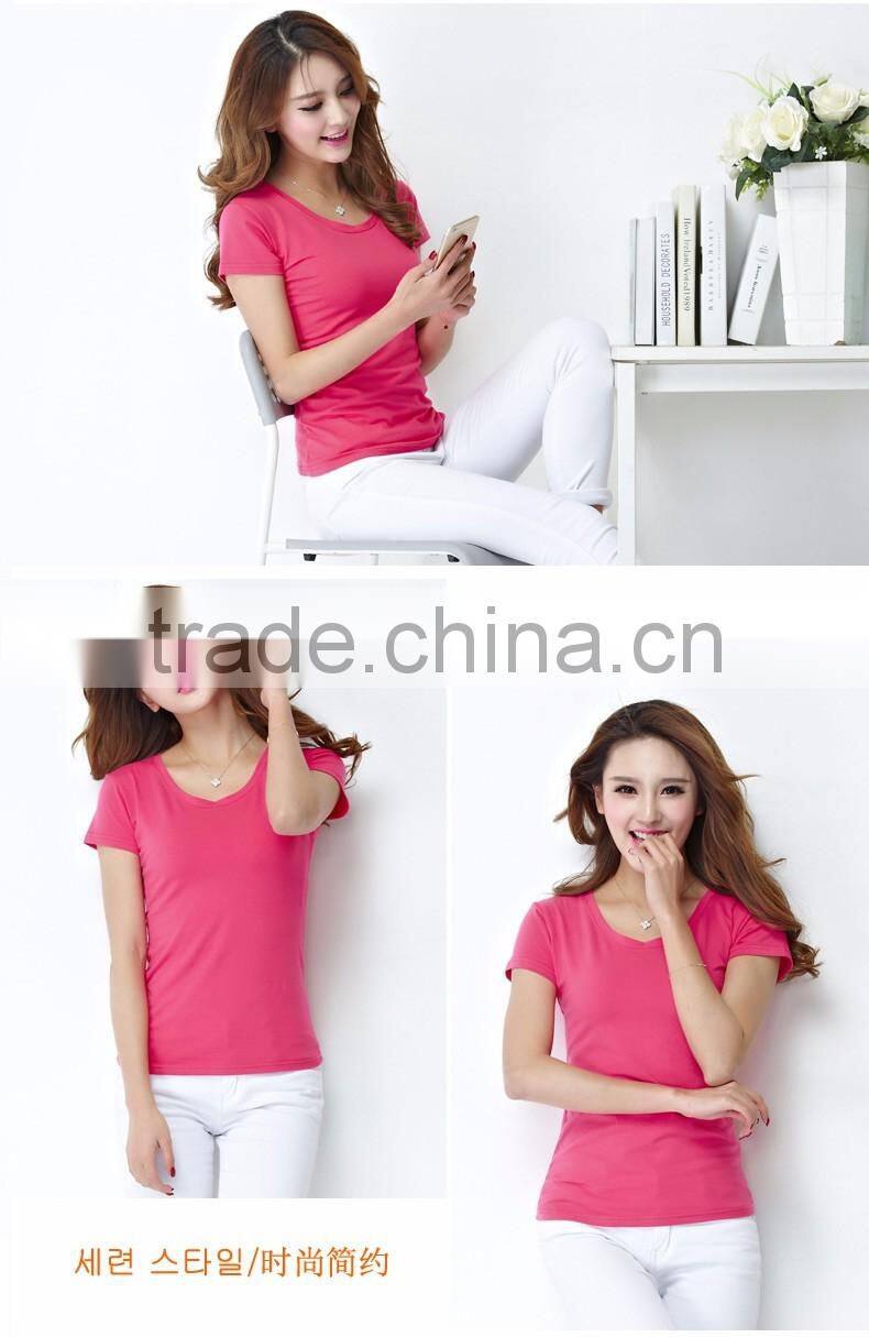 Customized manufactorying plain ladies short-sleeve T shirt