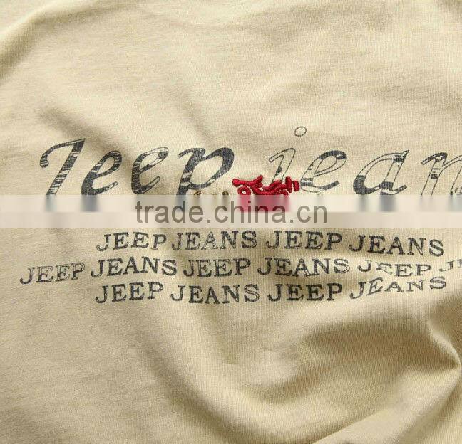 Jeep classical enzyme washed mens tee shirt with patched shoulder