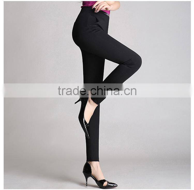 Cotton elastic Leggings Black stretch pants waist slimming leisure slim trousers custom made as your need