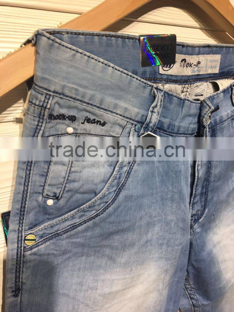 GZY Blue Straight Men Jeans Stock Lot In Bulk For South America 2017