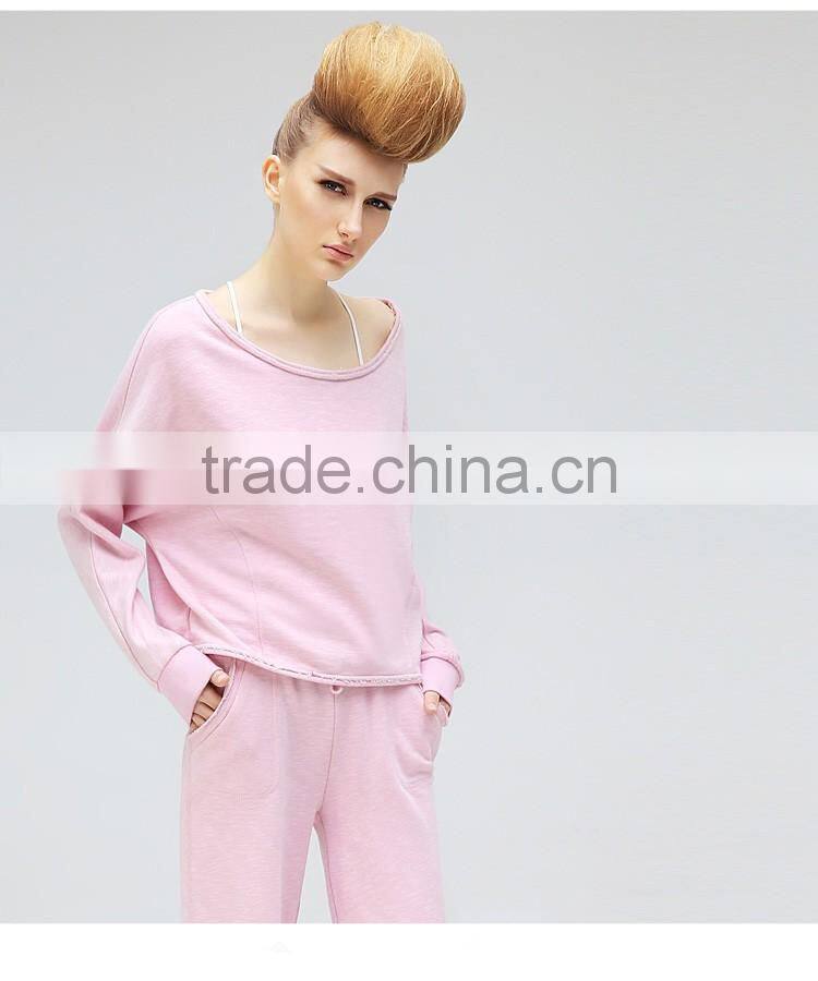 2016 fashion spring sets thin fleece/new sport loose bomber pull over fleece/big collar pink rose fleece