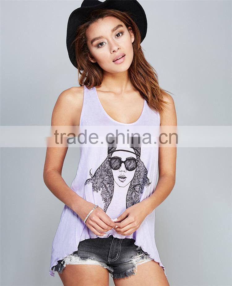 Bulksale girls fancy lady purple slim fit singlet polyester tank tops