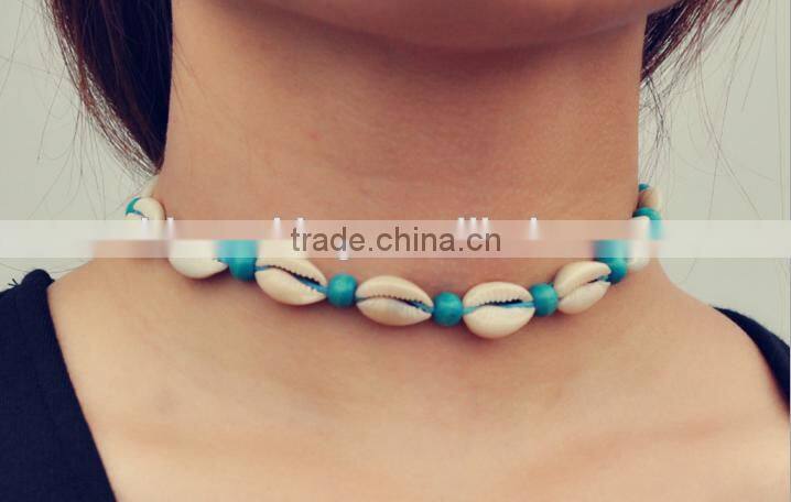fashion tooth charm wooden beads necklace diy wooden beads tooth charms choker necklace for valentine's gifts