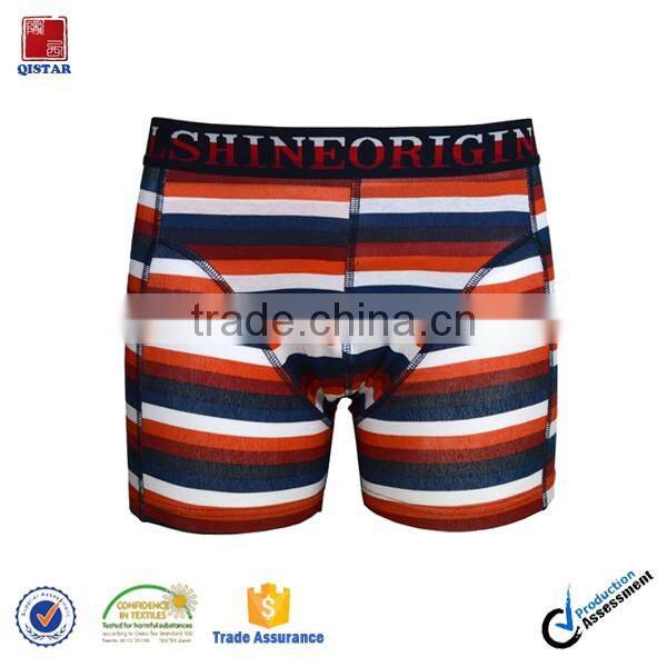 Plain Stripe Printed Cotton Spandex Mens Boxer Briefs Underwear