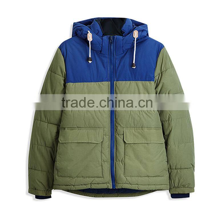 Hot Design Men'S Contrast Color Fashion Hoody Padded Quilting Jacket For Sale