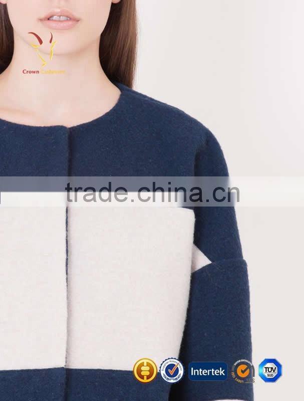 2016 Best Sale Long Womens Wool Cashmere Coat for Women Cashmere Coats with Crew Neck Collar