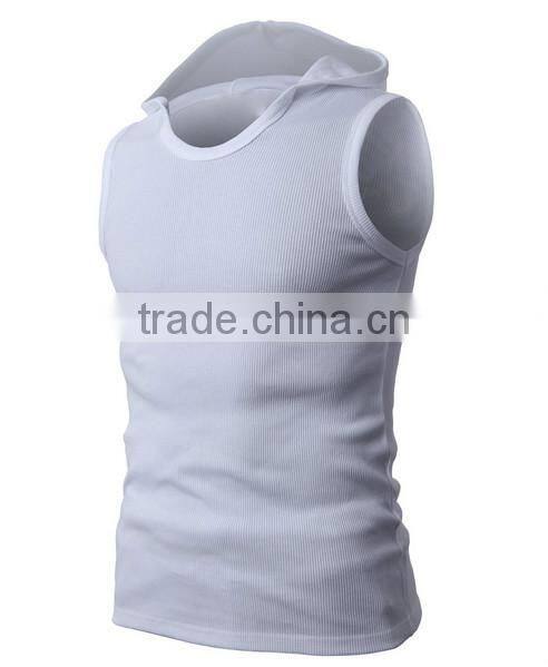 OEM new design cotton plain mens wholesale sleeveless hoodie stringer vest