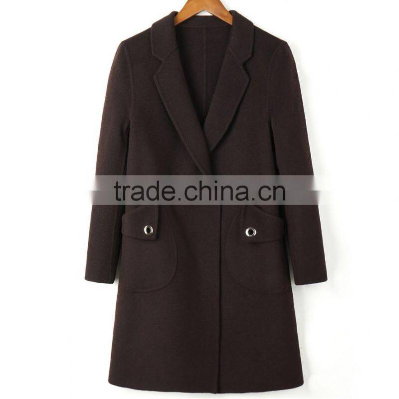 Autumn Winter New Women Wool Coat Straight Square Collar Ladies Long Coats