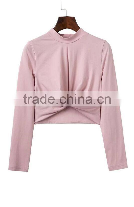 Runwaylover EY2229B ladies white long sleeve blank crop tops wholesale cheap