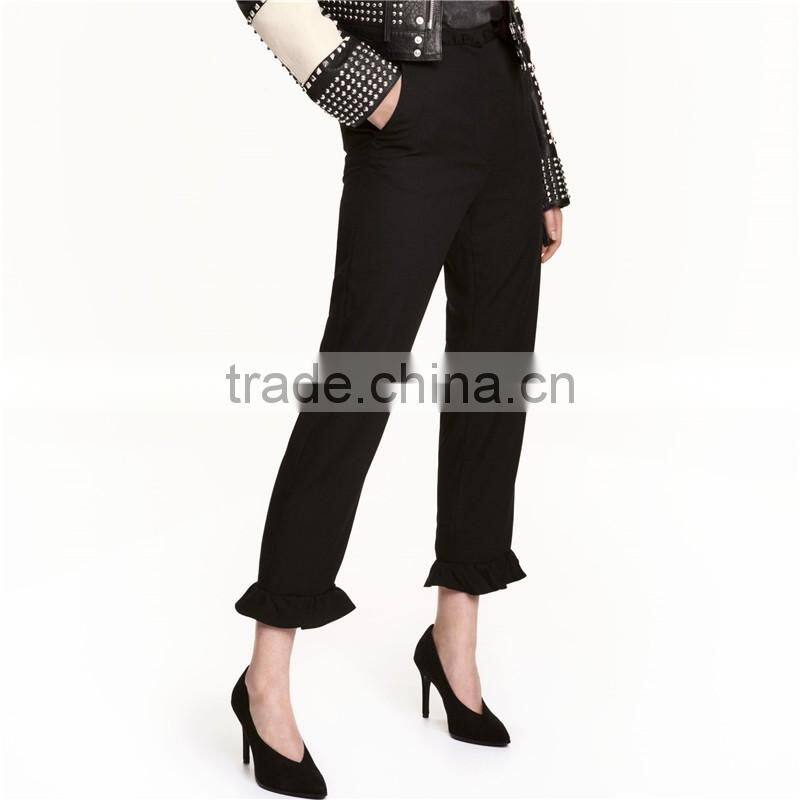 Summer ankle-length frill trousers woven women slacks