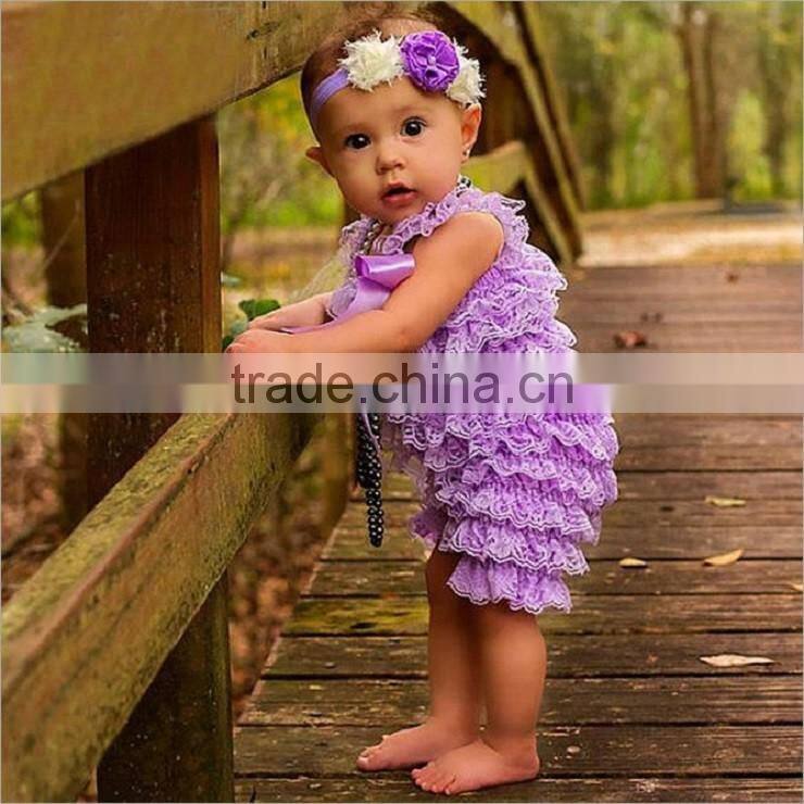 Baby Girls Bubble Ruffle Rompers Adorable Petti Lace Romper With Bow infant jumpsuit,toddler bodysuit with straps and ribbon bow