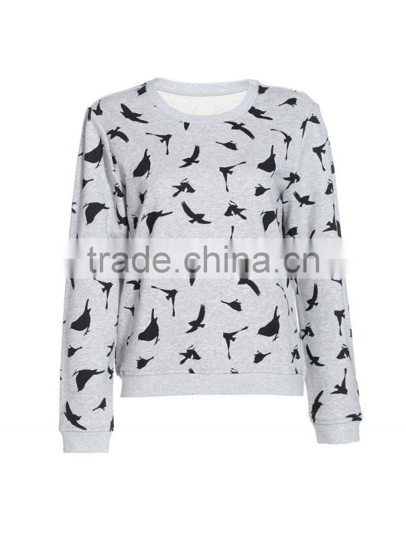 100 cotton full printing jersey crewneck women's hoodies & sweatshirts
