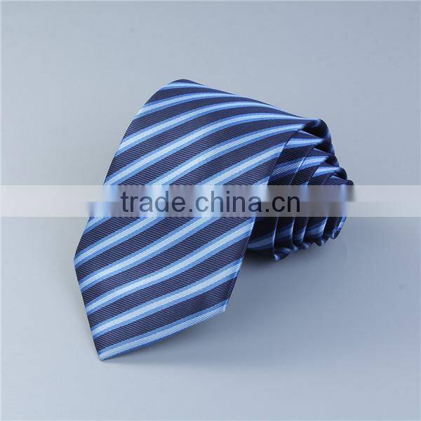 Polyester Necktie Black Blue Stripe Chinese Necktie