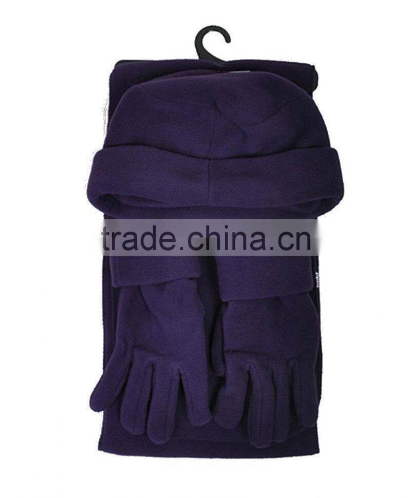 polyester colorful scarf hat & glove set