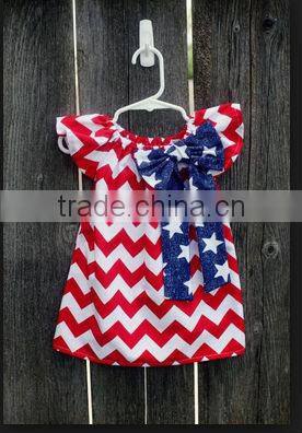Best seller 2014 July 4th chevron patrotic girls smock dress design American bday dress little girls dress fashion design