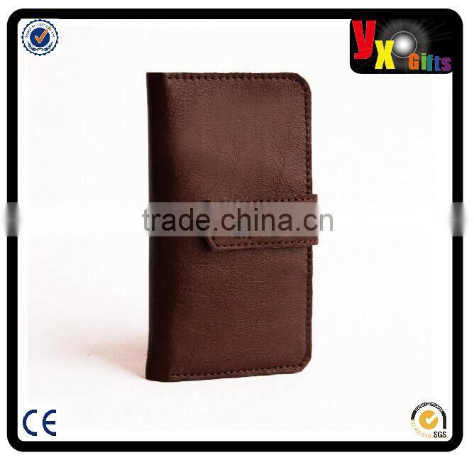 2 side mini soil brown leather cellphone case with clip belt