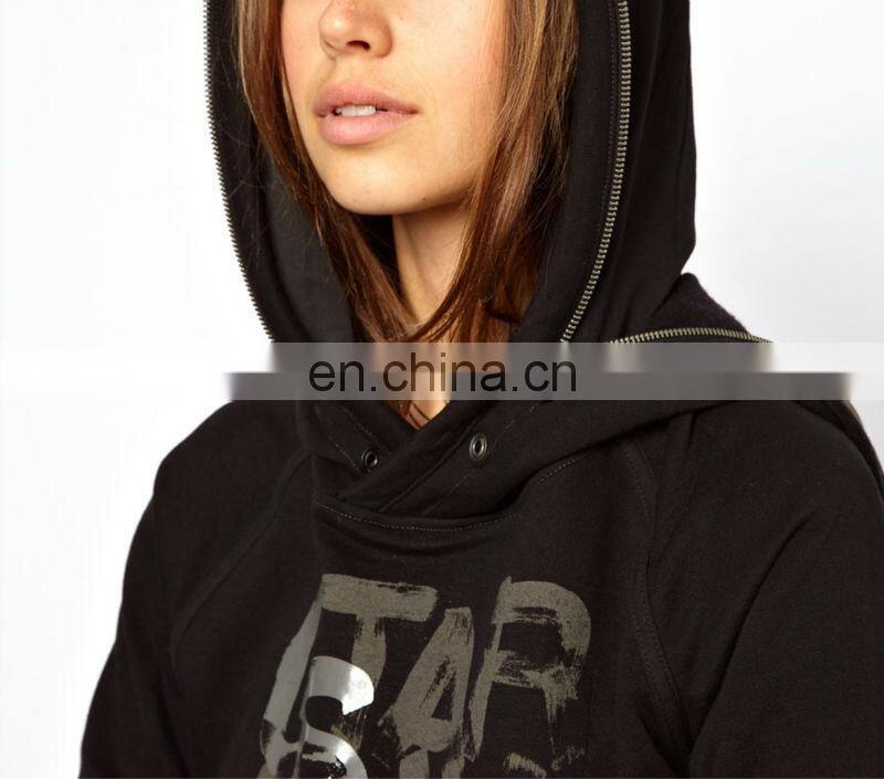 CHEFON Zipped hood slogan print cotton fashion hoodie CAH0038