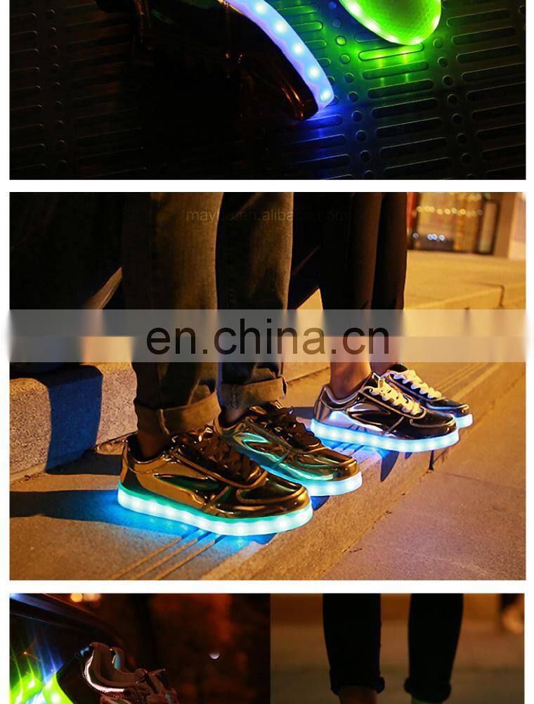 Melbourne shuffle ghost step dance Pink Micro PU leather luminous LED shoes sneakers men women footwear