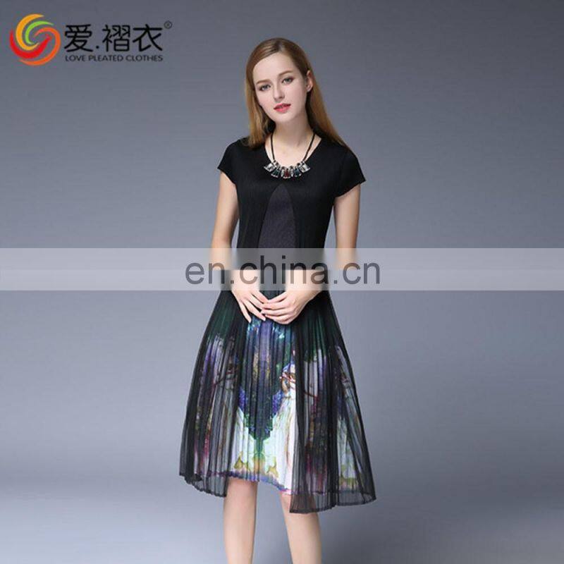 2016 Hot Summer single dress Women Elegant O neck fashion dress with sheer hem design