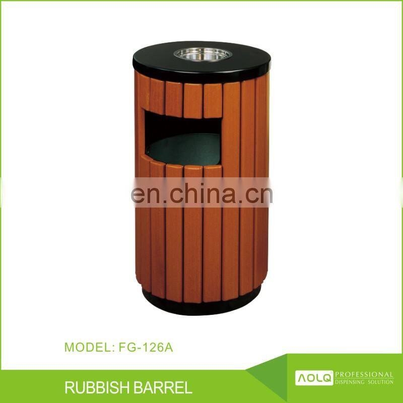 High quality galvanized sheet wood garbage rubbish handle bins recyclable trash can with lid cigarette extinguisher container