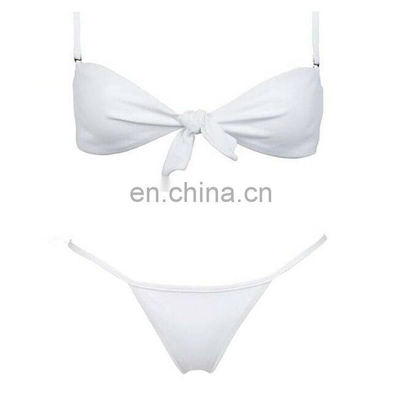 4 Color Black Blue Yellow White Low Waist Push Up Bikinis Sexy Backless Thong Bikinis 2019 New Arrival Women Two Pieces Swimsuit