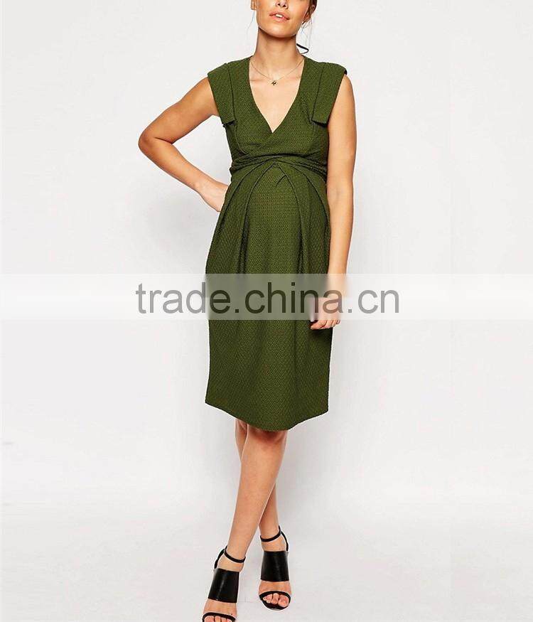 Wholesale custom fashion bodycon sleeveless midi maternity office dresses for pregnant women