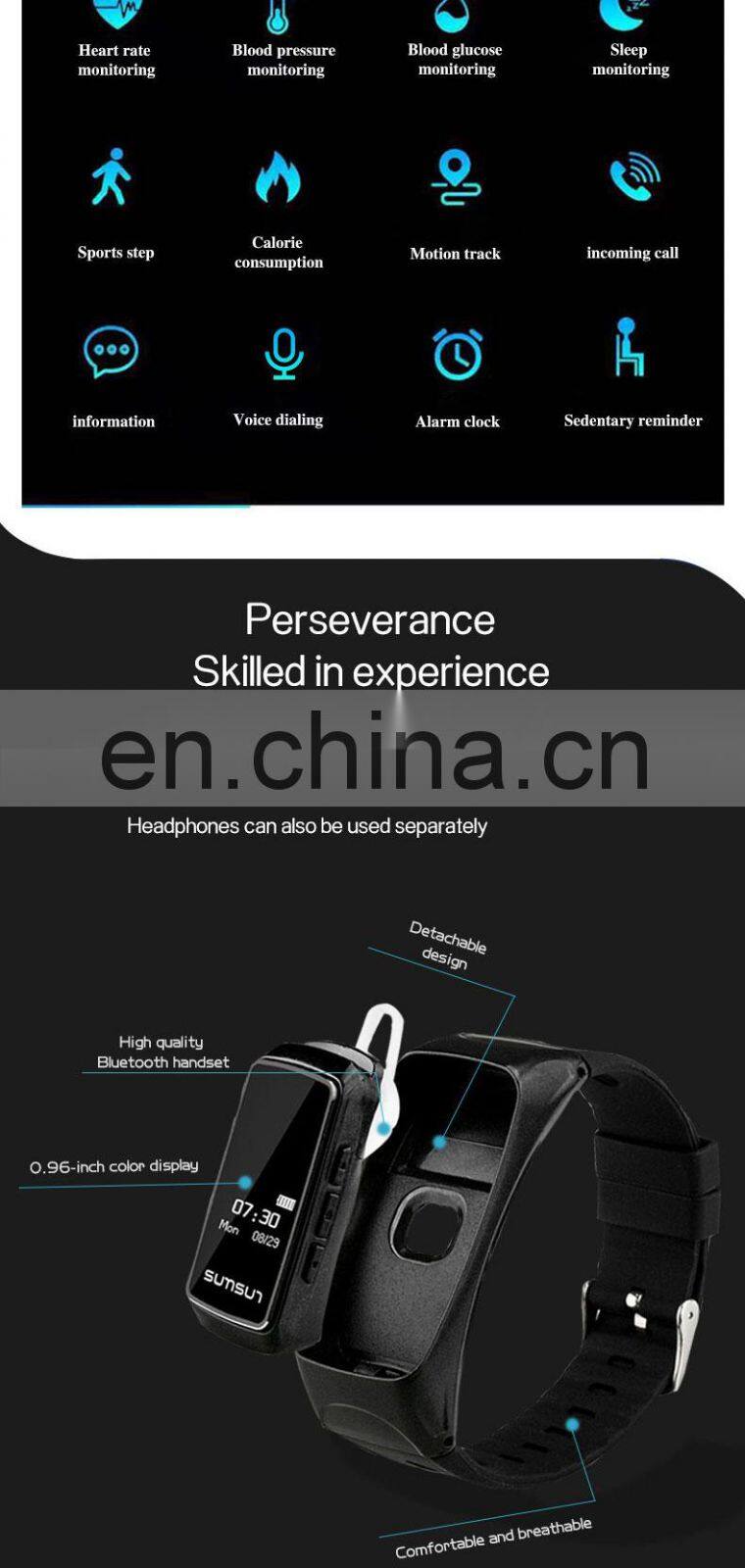 Smart Band Watch With Wireless Headset 2 In 1 Newest 2020 Men'S And Women'S Android Sport Bracelet Custom Smart Watch