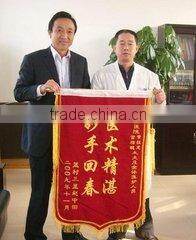 satin double sided printing , tow layers with Tassels, Hanging Flag or silk banner