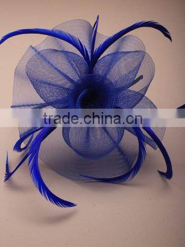 Custom Design Hairclip Flower Fascinator Headpiece With Feather