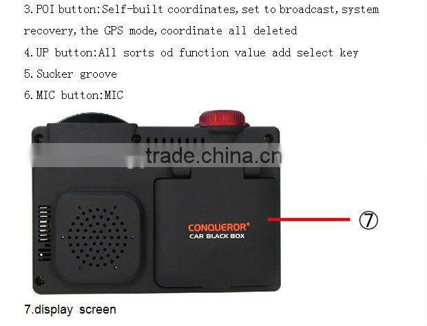 China manufacturer GPS radar detector DVR GPS-1698H From CONQUEROR