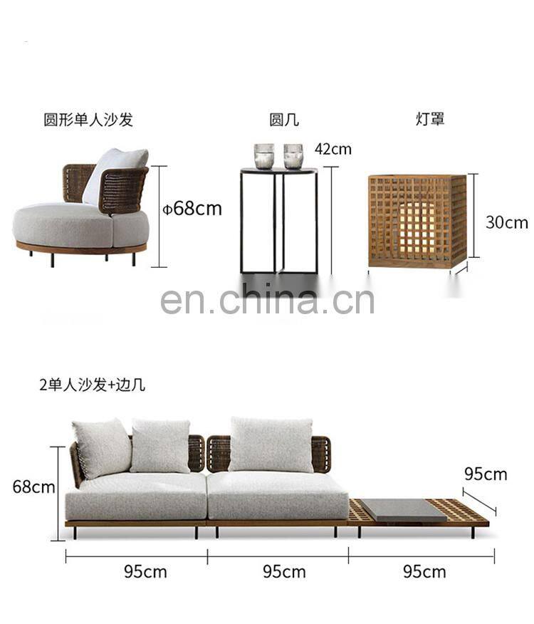 Hand-made Patio Outdoor Rattan Furniture Rope Weaving Sofa Set for Garden Furniture Outdoor