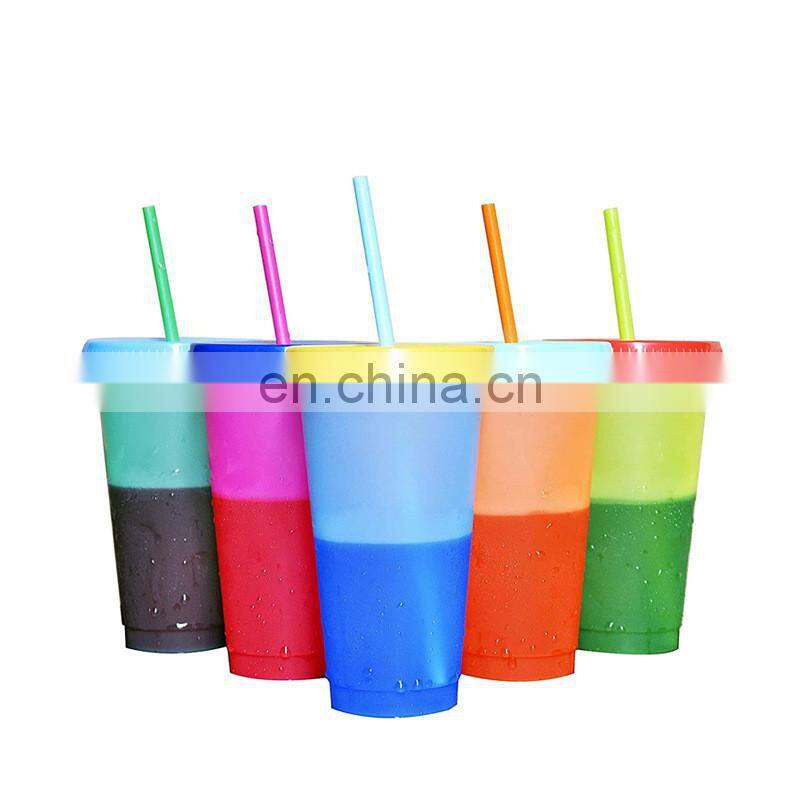 Reusable Plastic Color Changing Tumbler Cups Christmas Magic Bulk Plastic Mugs with Straw