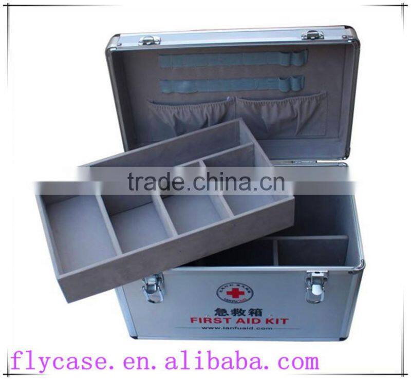 customized travel aluminum frist aid kit tool box with 2 locks