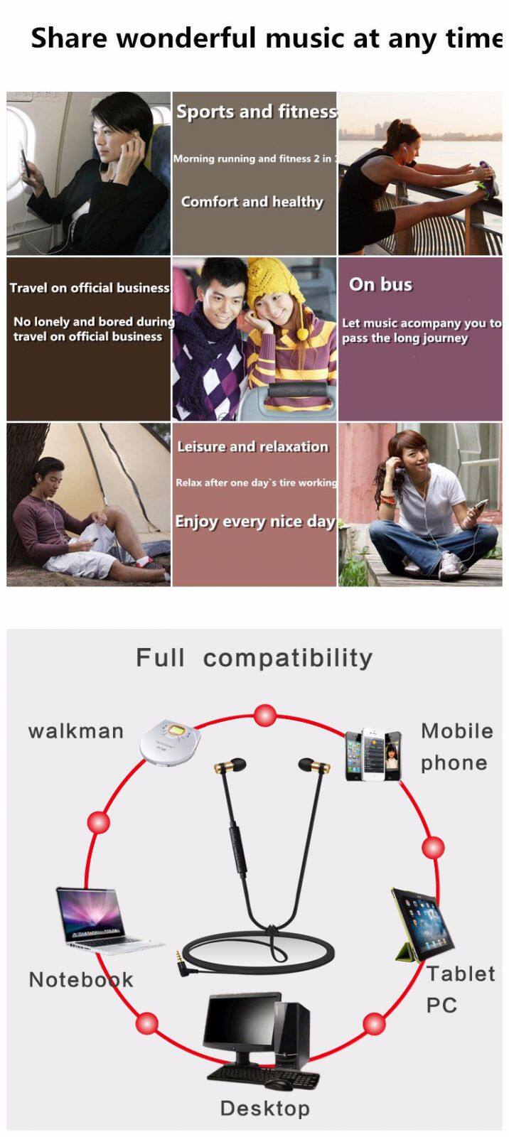 Good Quality Comfortable Hifi Bass Stereo Earphone For Sony