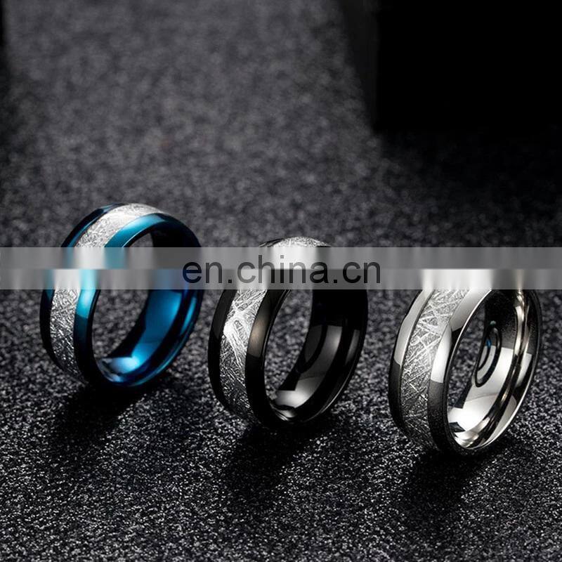 8mm Silk Grain Stainless Steel Ring For Men Women Jewelry