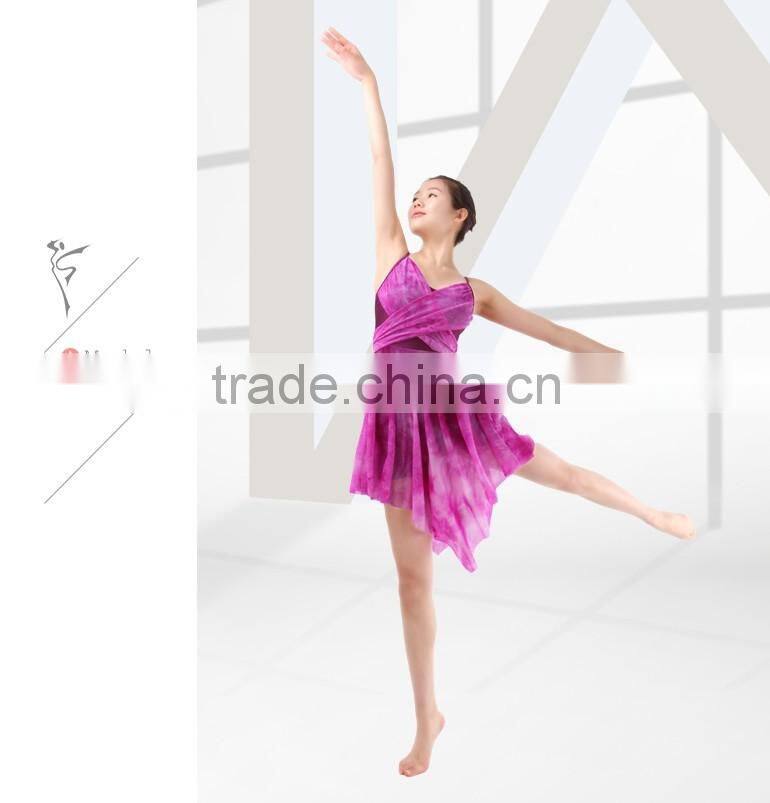 Lyrical Ballet Performance Dress Camisole Leotard With Chiffon Skirt Girls